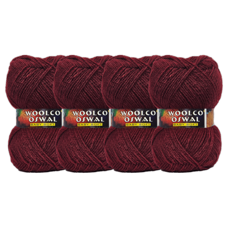 Brilon Acrylic Hand Knitting Yarn Balls Pack of 4 (50g Each) (MEHROON)