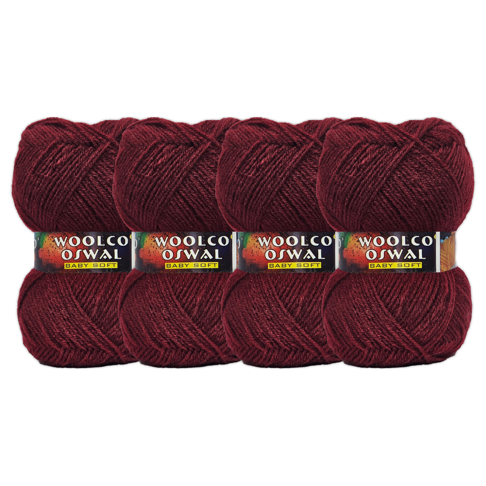 Brilon Acrylic Hand Knitting Yarn Balls Pack of 4 (50g Each) (MEHROON)