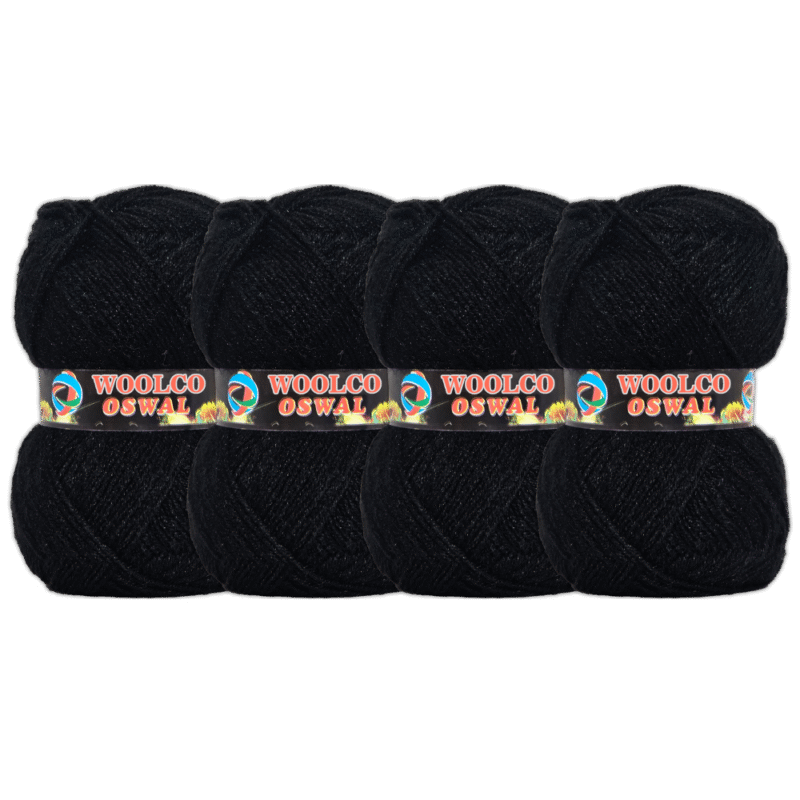 Brilon Acrylic Hand Knitting Yarn Balls Pack of 4 (50g Each) (BLACK)