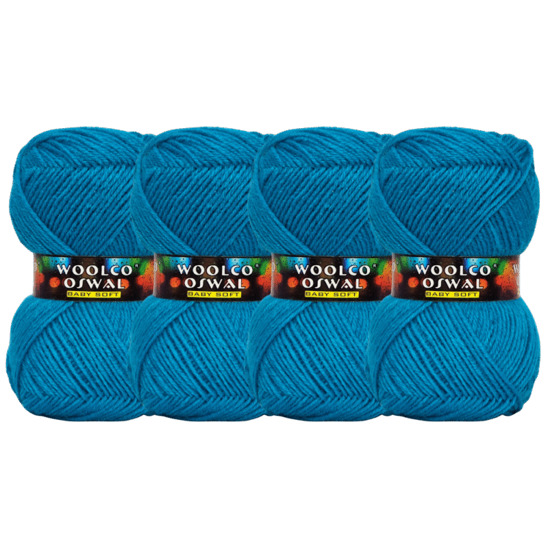 Brilon Acrylic Hand Knitting Yarn Balls Pack of 4 (50g Each) (TEAL BLUE)