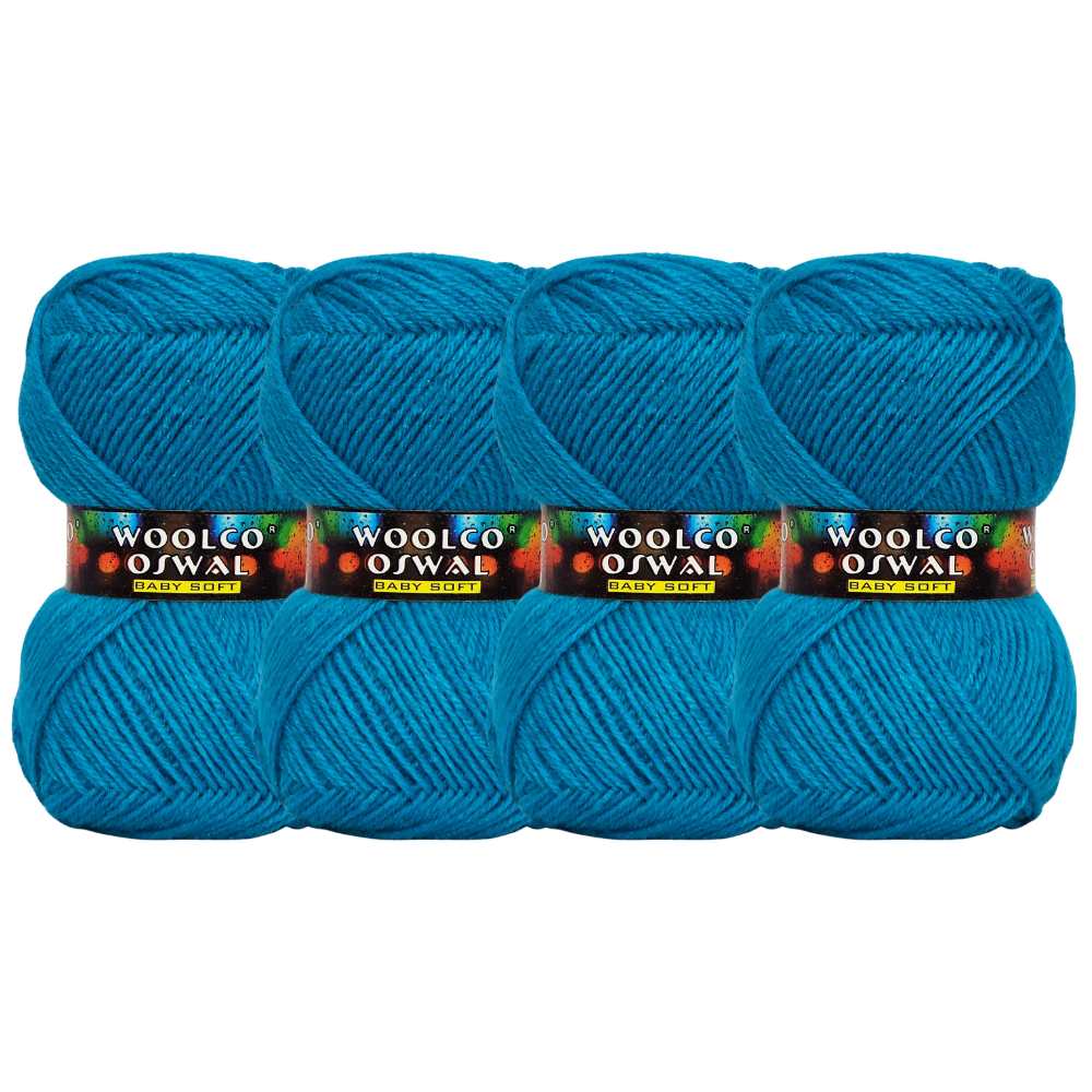 Brilon Acrylic Hand Knitting Yarn Balls Pack of 4 (50g Each) (TEAL BLUE)