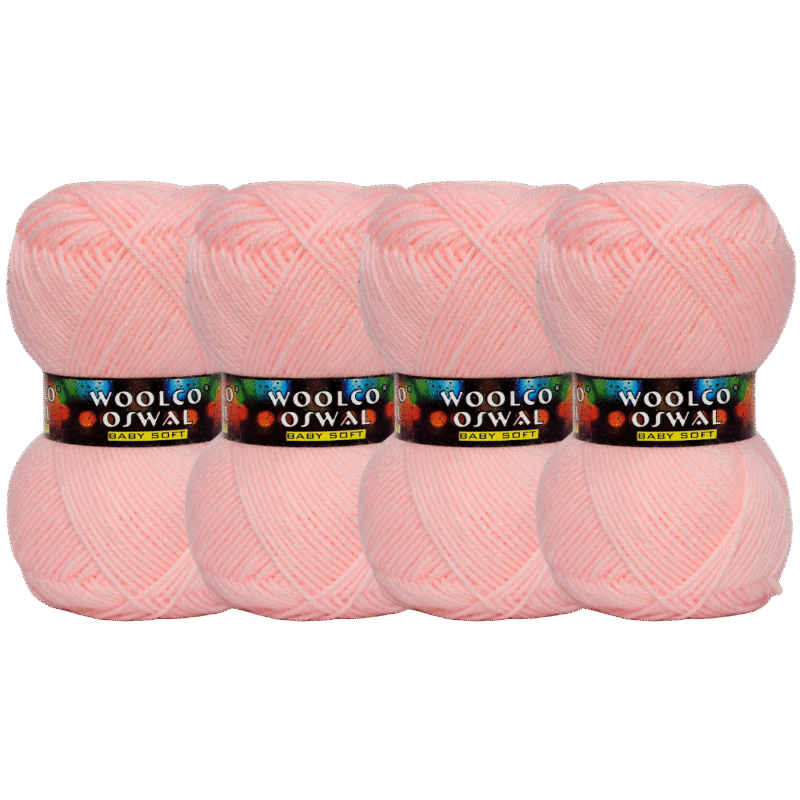 Brilon Acrylic Hand Knitting Yarn Balls Pack of 4 (50g Each) (BABY PINK)