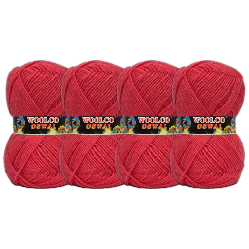 Brilon Acrylic Hand Knitting Yarn Balls Pack of 4 (50g Each) (BRIGHT RED)