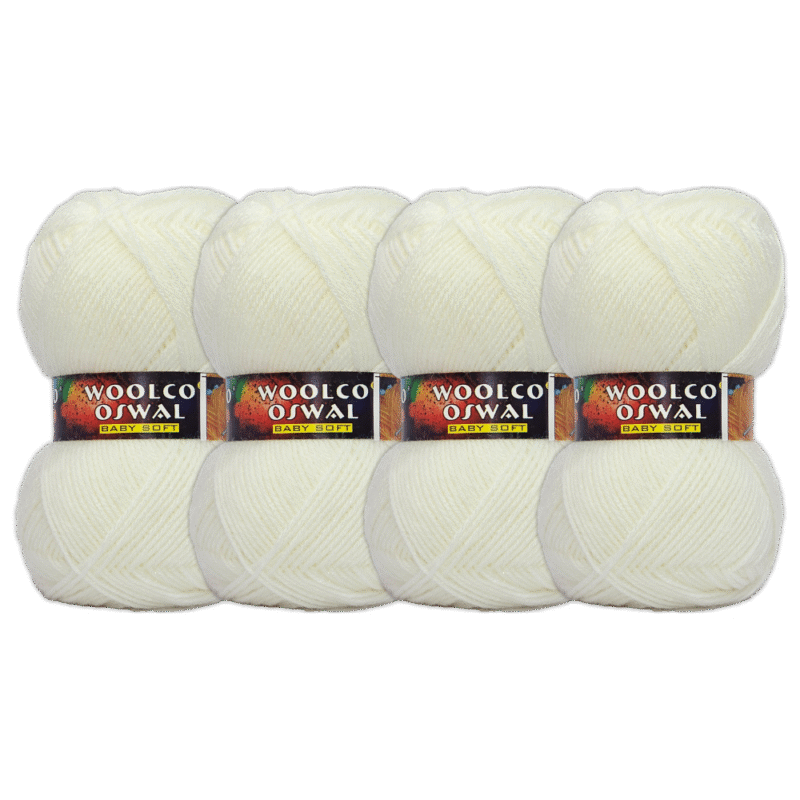 Brilon Acrylic Hand Knitting Yarn Balls Pack of 4 (50g Each) (OFF WHITE)