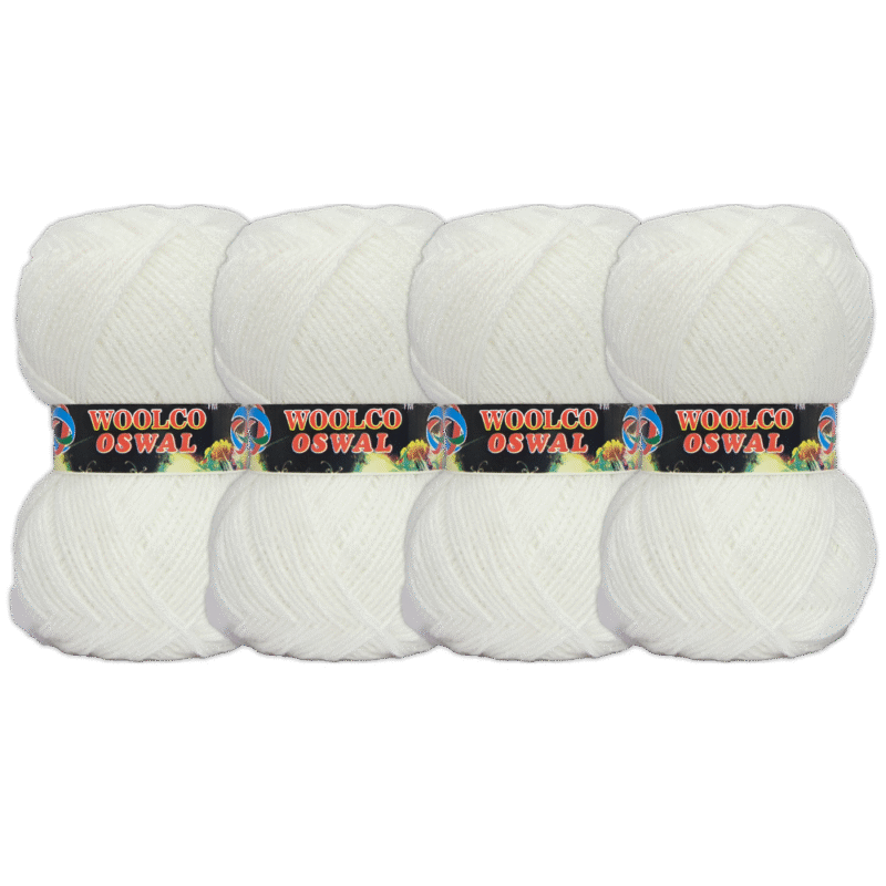 Brilon Acrylic Hand Knitting Yarn Balls Pack of 4 (50g Each) (WHITE)