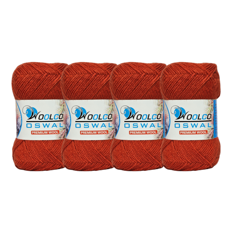 Microwool Acrylic Hand Knitting Yarn Pack of 4 Balls (100g Each)(RUST)