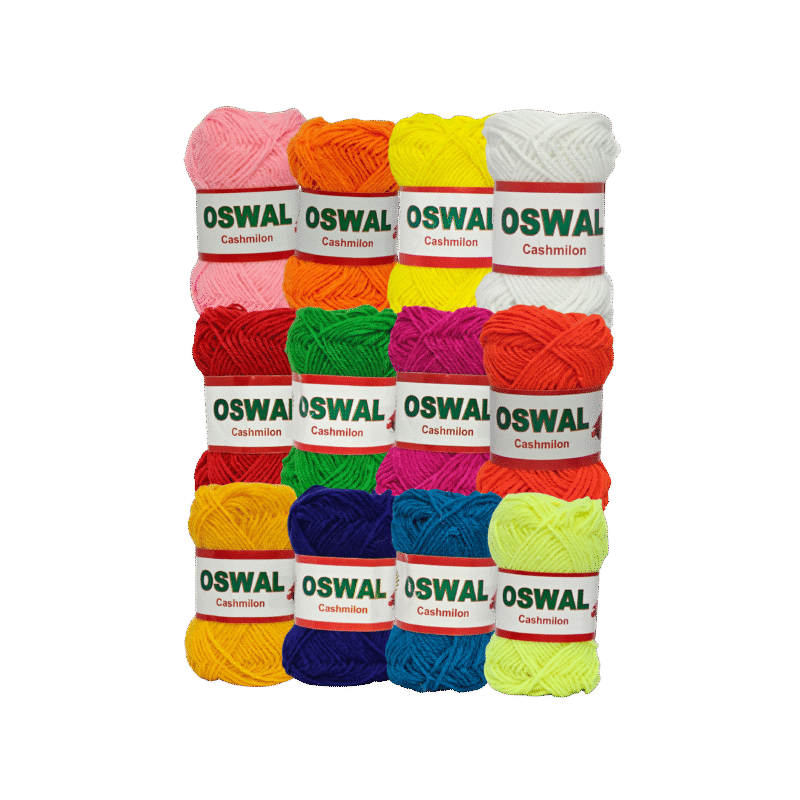Cashimlon Acrylic Multicolor Hand Knitting Yarn Balls Pack of 12 (20g Each)