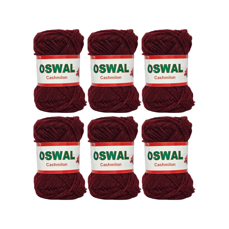 Cashimlon Acrylic Hand Knitting Yarn Balls Pack of 6 (20g Each) (MEHROON)