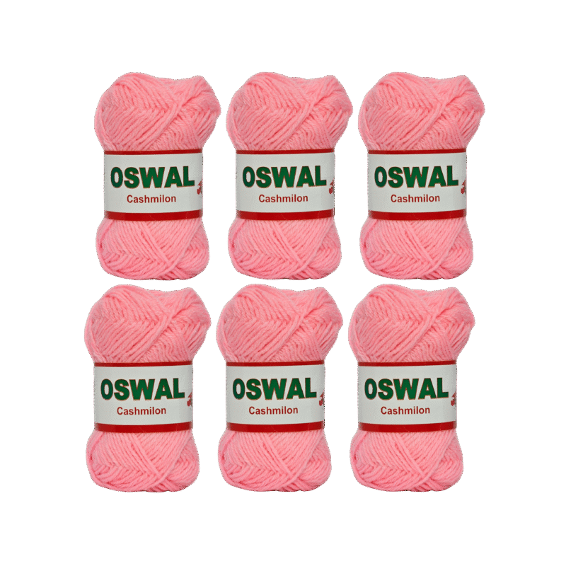 Cashimlon Acrylic Hand Knitting Yarn Balls Pack of 6 (20g Each) (PINK)
