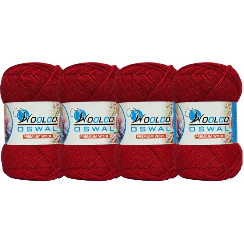 Microwool Acrylic Hand Knitting Yarn Pack of 4 Balls (100g Each)(DARK RED)