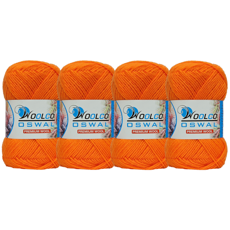 Microwool Acrylic Hand Knitting Yarn Pack of 4 Balls (100g Each)(ORANGE)
