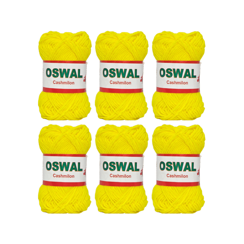 Cashimlon Acrylic Hand Knitting Yarn Balls Pack of 6 (20g Each) (LEMON)