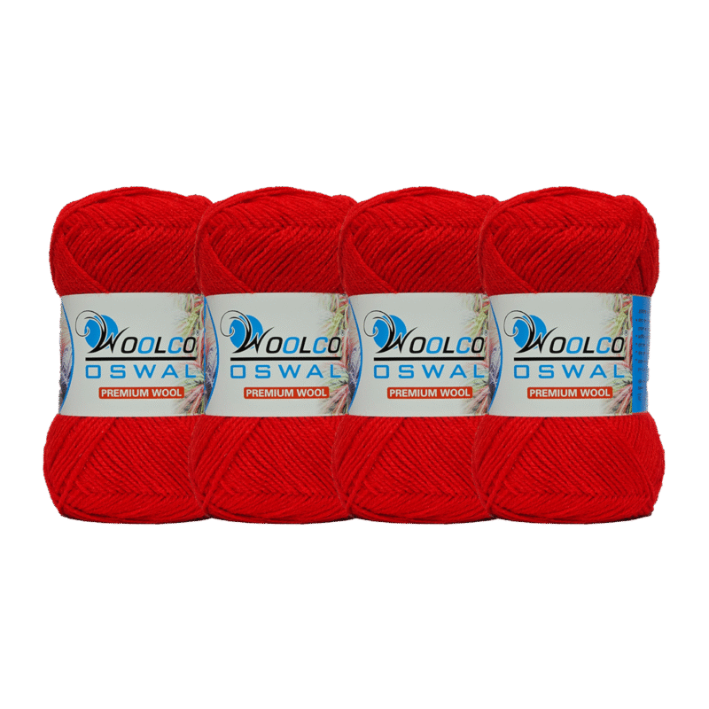 Microwool Acrylic Hand Knitting Yarn Pack of 4 Balls (100g Each)(BRIGHT RED)