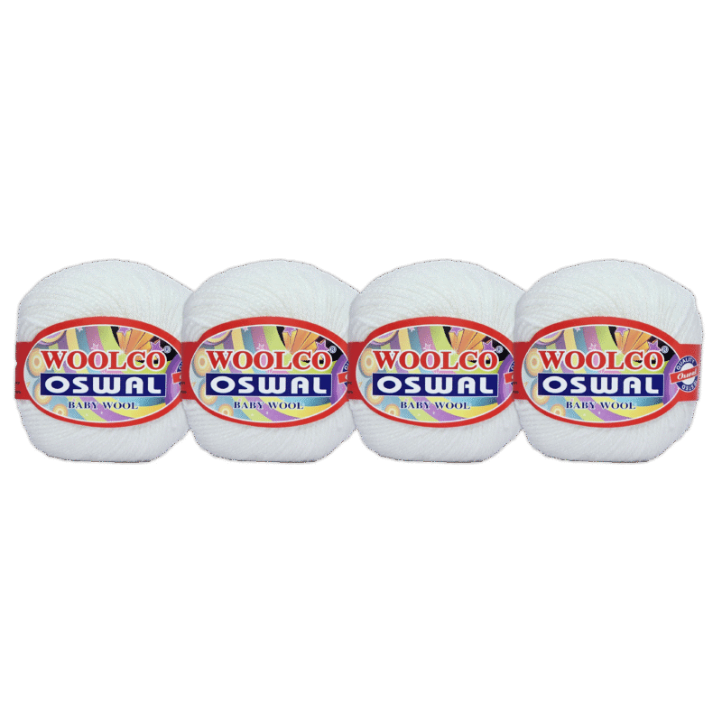 Venus Acrylic Hand Knitting Yarn Balls Pack of 4 (50g Each) (WHITE)