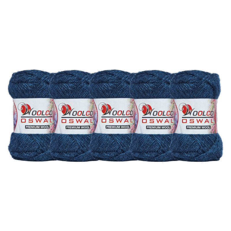 Babysoft Polyester Hand Knitting Yarn Balls Pack of 5 (100g Each) (METALLIC BLUE)
