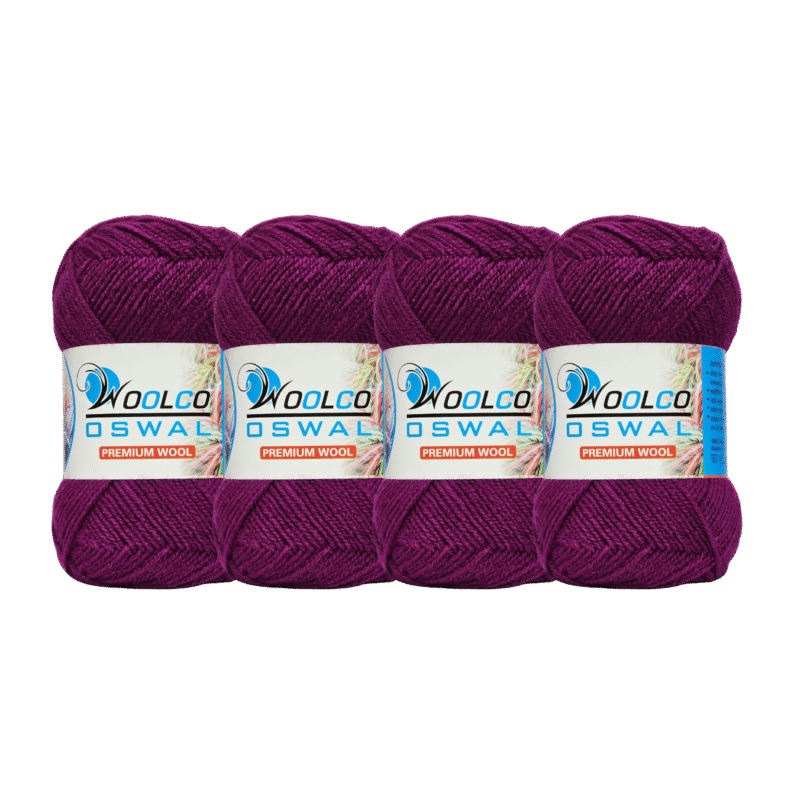 Microwool Acrylic Hand Knitting Yarn Pack of 4 Balls (100g Each)(DEEP WINE)