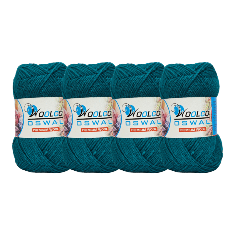 Microwool Acrylic Hand Knitting Yarn Pack of 4 Balls (100g Each)(PEACOCK BLUE)