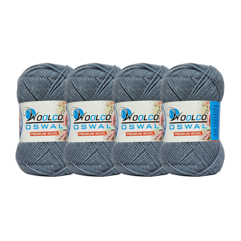 Microwool Acrylic Hand Knitting Yarn Pack of 4 Balls (100g Each)(GREY)