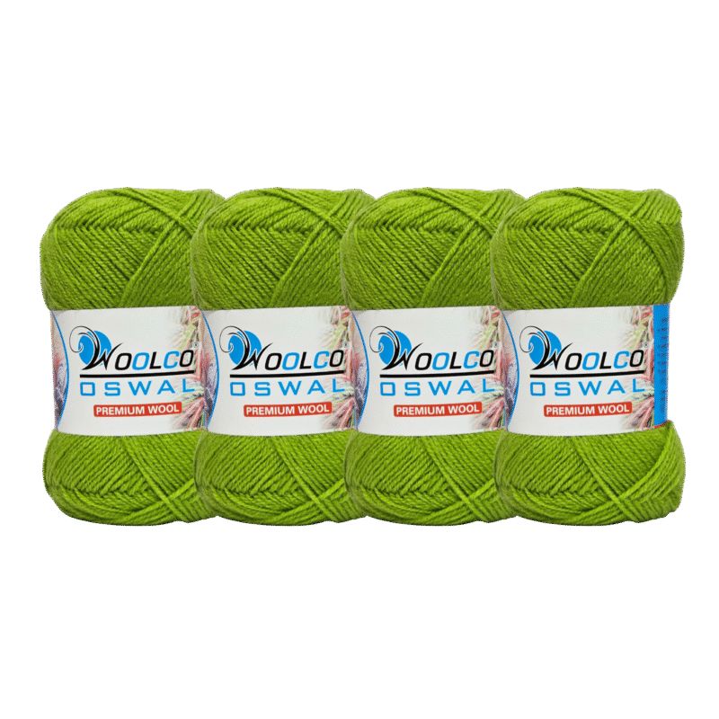 Microwool Acrylic Hand Knitting Yarn Pack of 4 Balls (100g Each)(LIME GREEN)