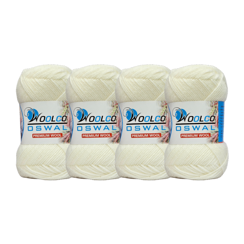 Microwool Acrylic Hand Knitting Yarn Pack of 4 Balls (100g Each)(OFF WHITE)