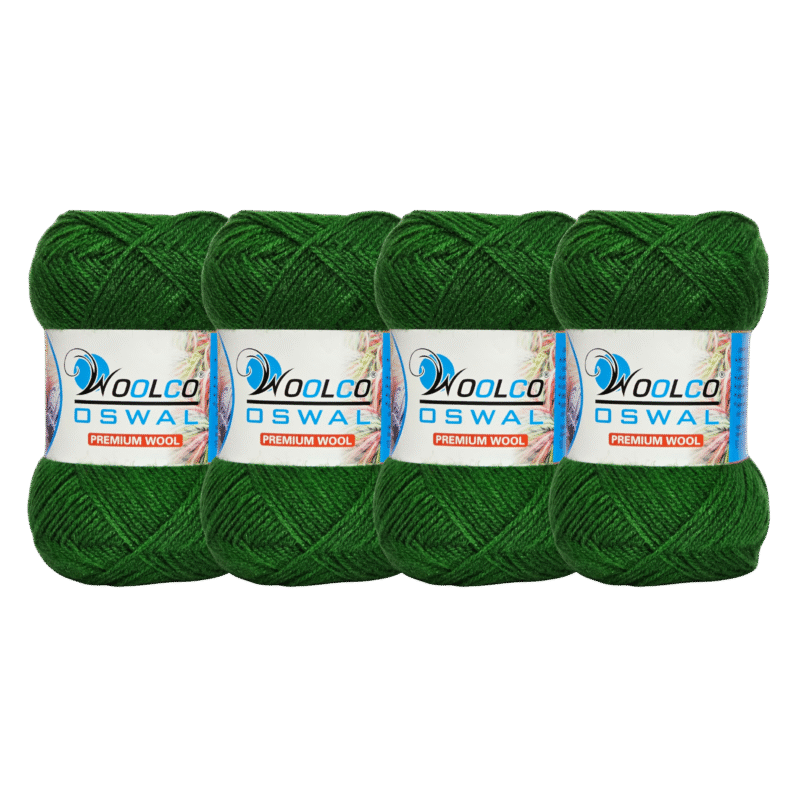 Microwool Acrylic Hand Knitting Yarn Pack of 4 Balls (100g Each)(FOREST GREEN)