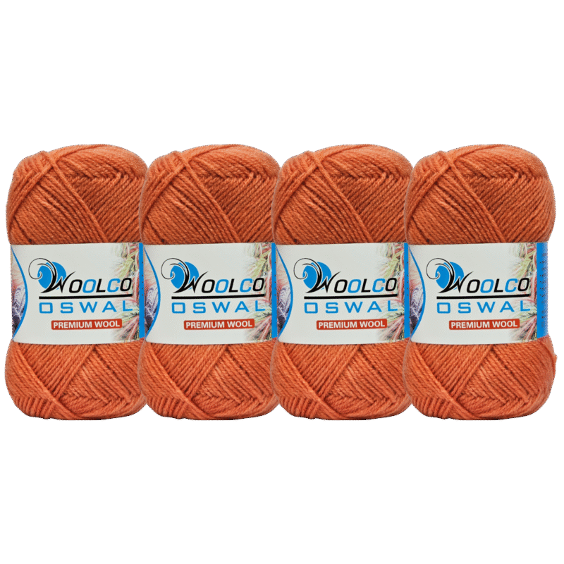 Microwool Acrylic Hand Knitting Yarn Pack of 4 Balls (100g Each)(LIGHT ORANGE)