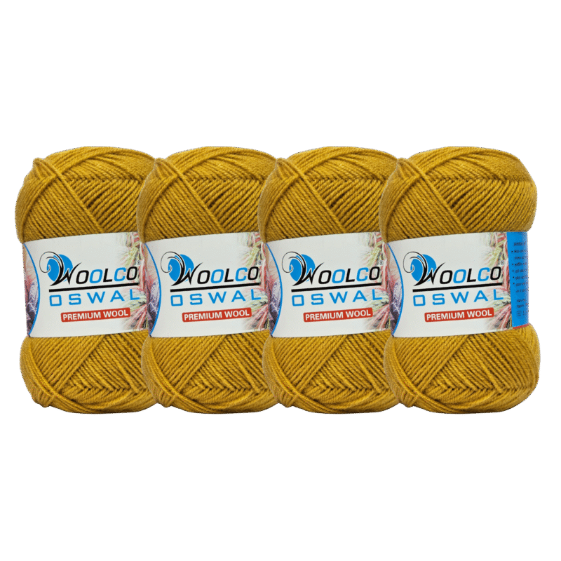 Microwool Acrylic Hand Knitting Yarn Pack of 4 Balls (100g Each)(MUSTARD)