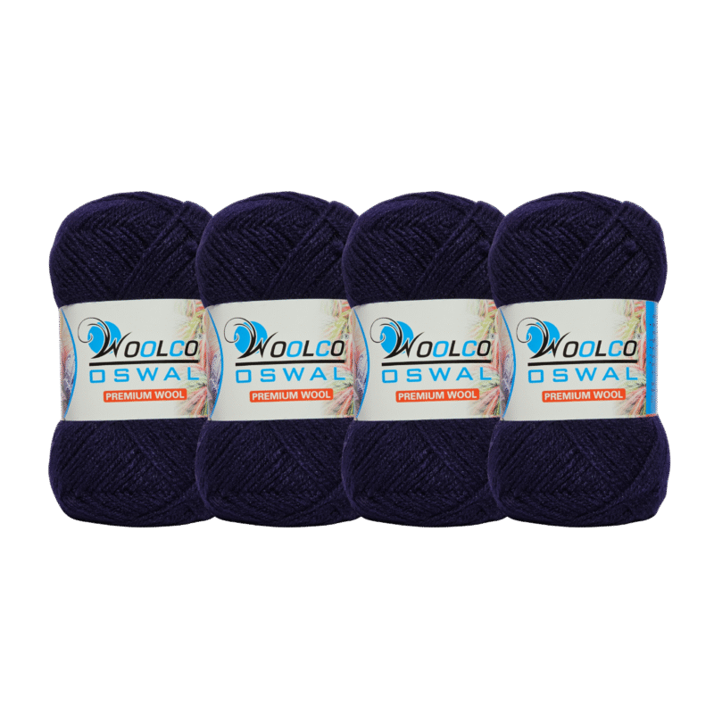 Microwool Acrylic Hand Knitting Yarn Pack of 4 Balls (100g Each)(NAVY BLUE)