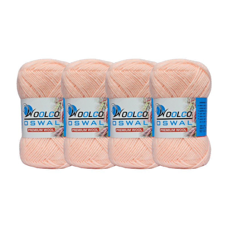 Microwool Acrylic Hand Knitting Yarn Pack of 4 Balls (100g Each)(SOFT PEACH)