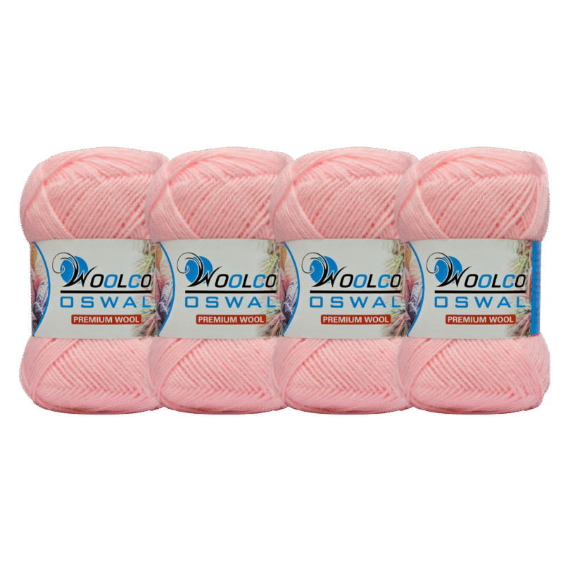 Microwool Acrylic Hand Knitting Yarn Pack of 4 Balls (100g Each)(BABY PINK)