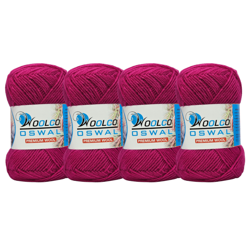 Microwool Acrylic Hand Knitting Yarn Pack of 4 Balls (100g Each)(DEEP PINK)
