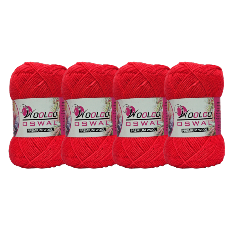Microwool Acrylic Hand Knitting Yarn Pack of 4 Balls (100g Each)(CHERRY RED)