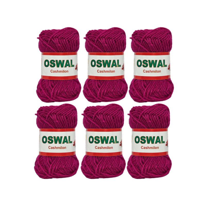 Cashimlon Acrylic Hand Knitting Yarn Balls Pack of 6 (20g Each) (MAGENTA)