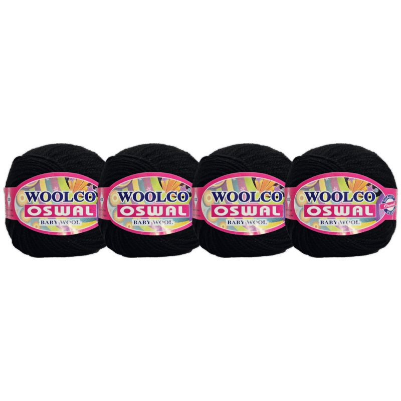 Venus Acrylic Hand Knitting Yarn Balls Pack of 4 (50g Each) (BLACK)