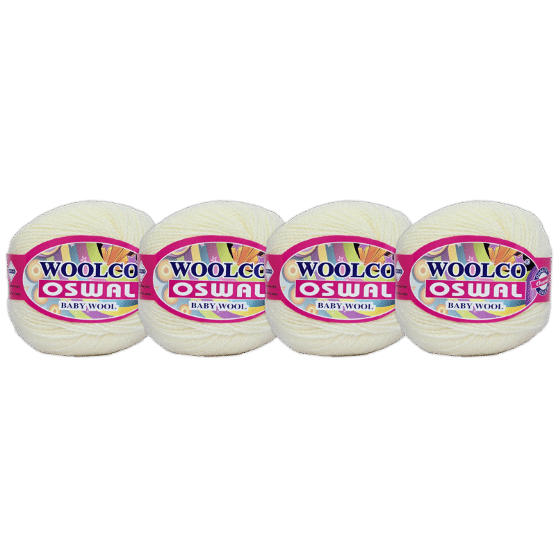 Venus Acrylic Hand Knitting Yarn Balls Pack of 4 (50g Each) (OFF WHITE)