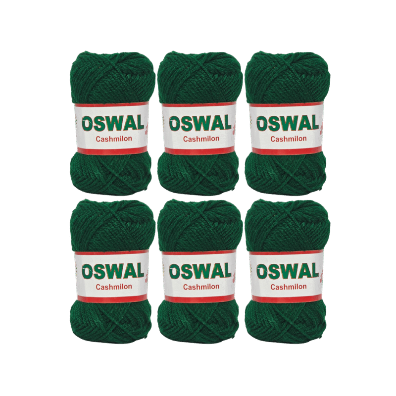 Cashimlon Acrylic Hand Knitting Yarn Balls Pack of 6 (20g Each) (DARK GREEN)