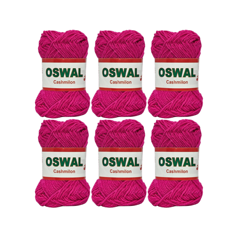 Cashimlon Acrylic Hand Knitting Yarn Balls Pack of 6 (20g Each)  (VIBRANT PINK)