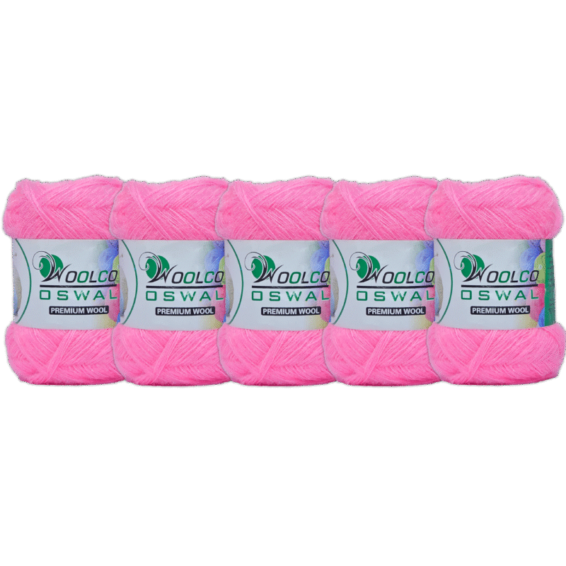 Babysoft Polyester Hand Knitting Yarn Balls Pack of 5 (100g Each) (PINK)