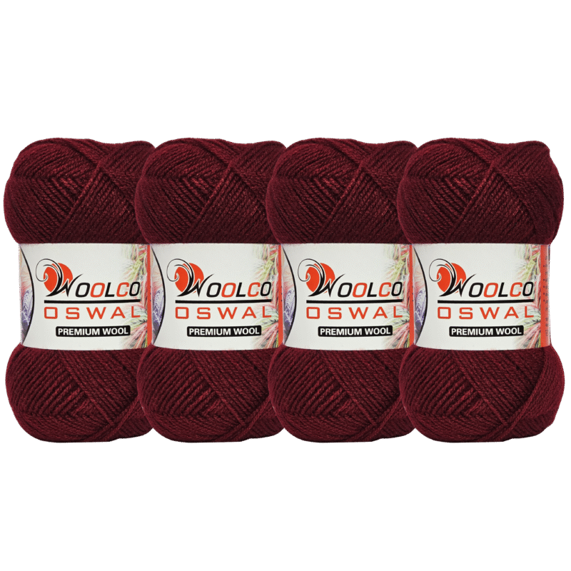 Microwool Acrylic Hand Knitting Yarn Pack of 4 Balls (100g Each)(MAROON)