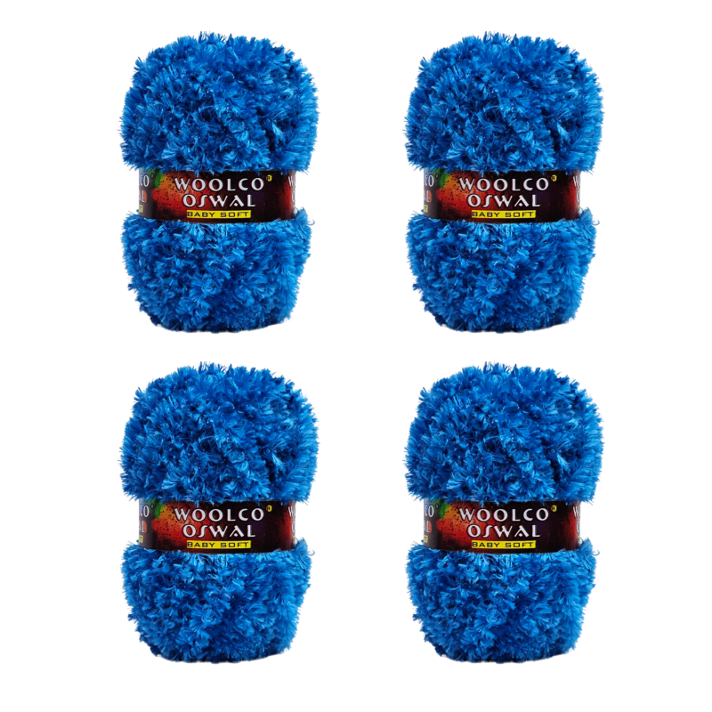 Mercy Polyester Yarn – Pack of 4 (50 g Each) for Decoration & Handicraft (BLUE)
