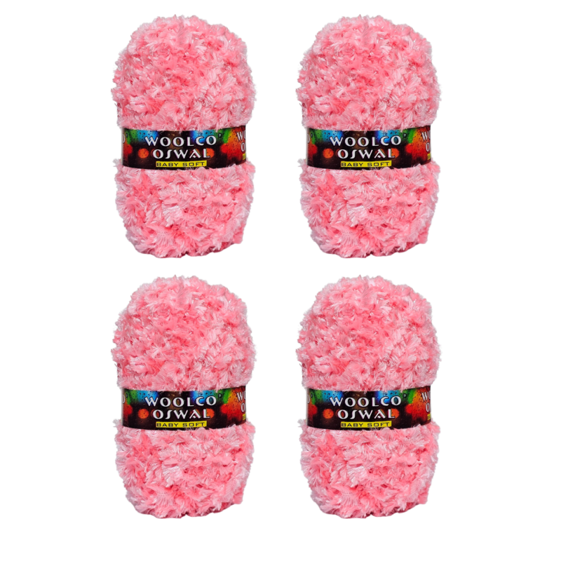 Mercy Polyester Yarn – Pack of 4 (50 g Each) for Decoration & Handicraft (Pink)