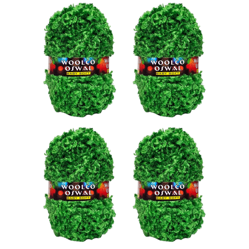 Mercy Polyester Yarn – Pack of 4 (50 g Each) for Decoration & Handicraft (Green)