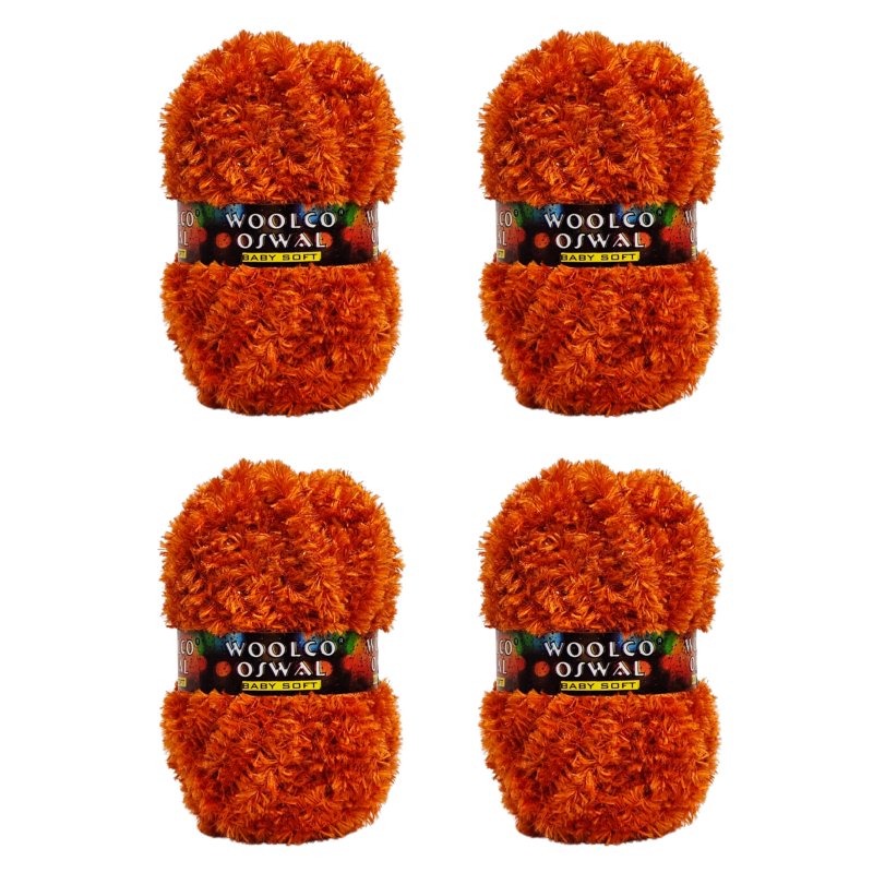 Mercy Polyester Yarn – Pack of 4 (50 g Each) for Decoration & Handicraft (ORANGE)