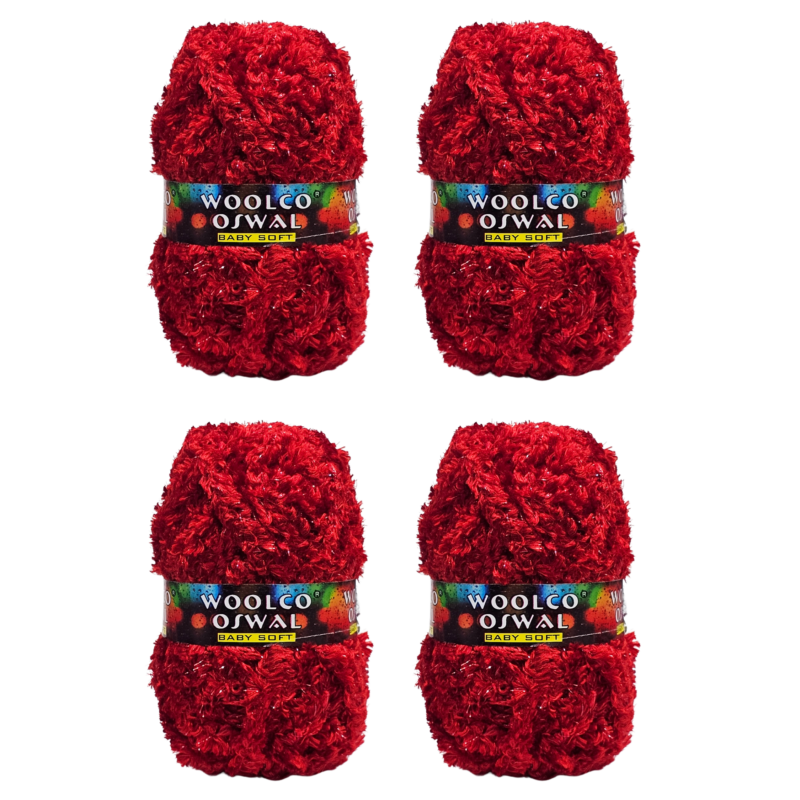Mercy Polyester Yarn – Pack of 4 (50 g Each) for Decoration & Handicraft (Red)