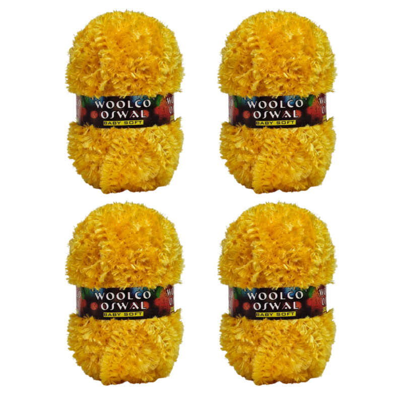 Mercy Polyester Yarn – Pack of 4 (50 g Each) for Decoration & Handicraft (YELLOW)
