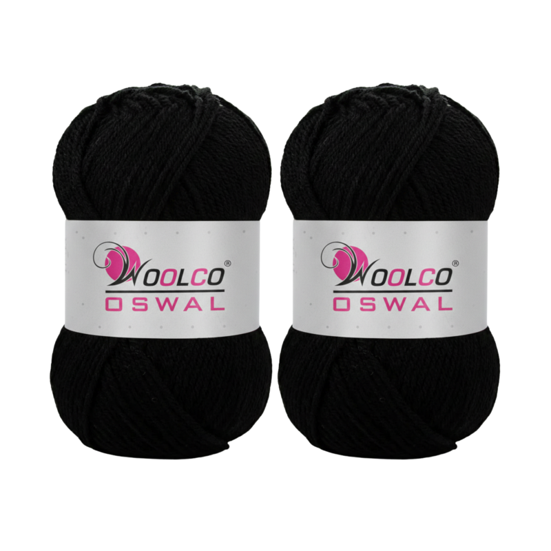 Woolco Oswal Sapphire Acrylic Yarn – DK Weight Knitting & Crochet Yarn, Pack of 2 (100g Each) (BLACK)