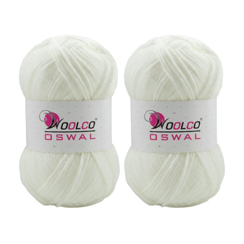 Woolco Oswal Sapphire Acrylic Yarn – DK Weight Knitting & Crochet Yarn, Pack of 2 (100g Each) (WHITE)