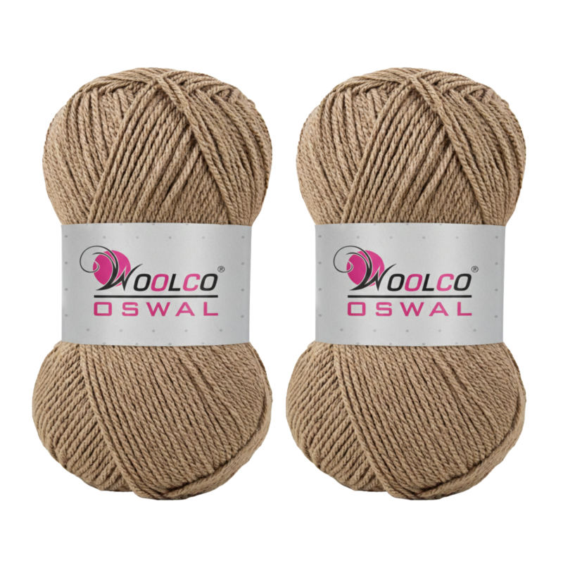 Woolco Oswal Sapphire Acrylic Yarn – DK Weight Knitting & Crochet Yarn, Pack of 2 (100g Each) (LIGHT BROWN)