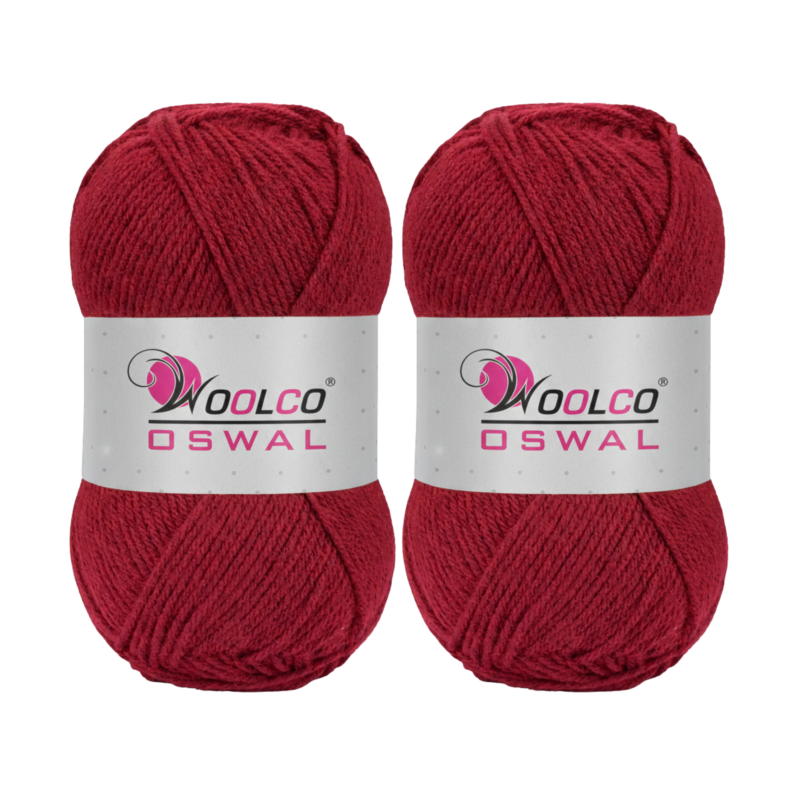 Woolco Oswal Sapphire Acrylic Yarn – DK Weight Knitting & Crochet Yarn, Pack of 2 (100g Each) (DARK RED)