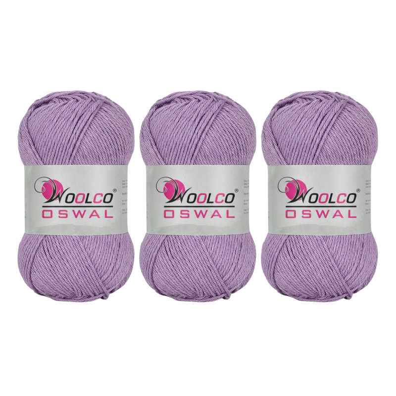 Woolco Oswal Bliss 100% Cotton Yarn – DK Weight Knitting & Crochet Yarn, Pack of 3 (100g Each) (LAVENDER)